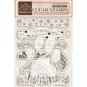 Stamperia Create Happiness Christmas Plus Clear Stamps Borders with Leaves 