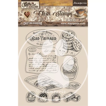 Set de sellos transparentes Chocolate Coffee & Chocolate Stamperia