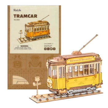 Hölzernes Straßenbahnmodell, klassisches 3D-Madness-Spielzeug