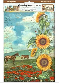 Zestaw 6 papierów ryżowych Sunflower Art Stamperia 21x29,7cm