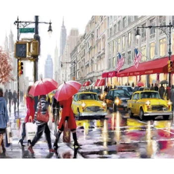 Kit dipingere con i numeri Pioggia a New York Alex Bog 40x50cm