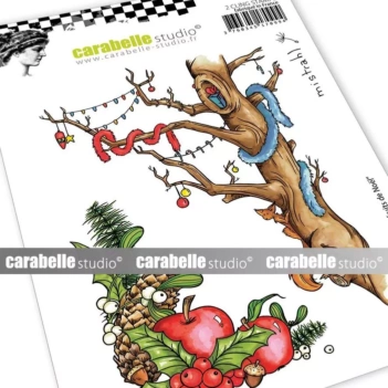 Carabelle Stempel Weihnachtsbaum und Früchte A6