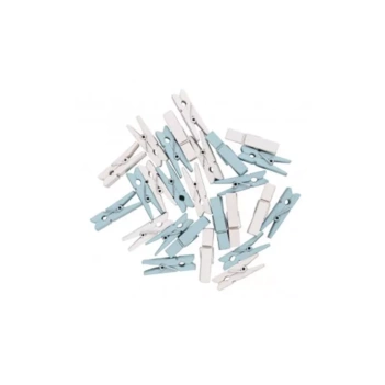 Rayher Set van 26 Houten Knijpers blauw en wit