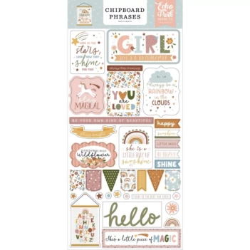 Die-Cuts de Chipboard Phrases Dream Big Little Girl Echo Park