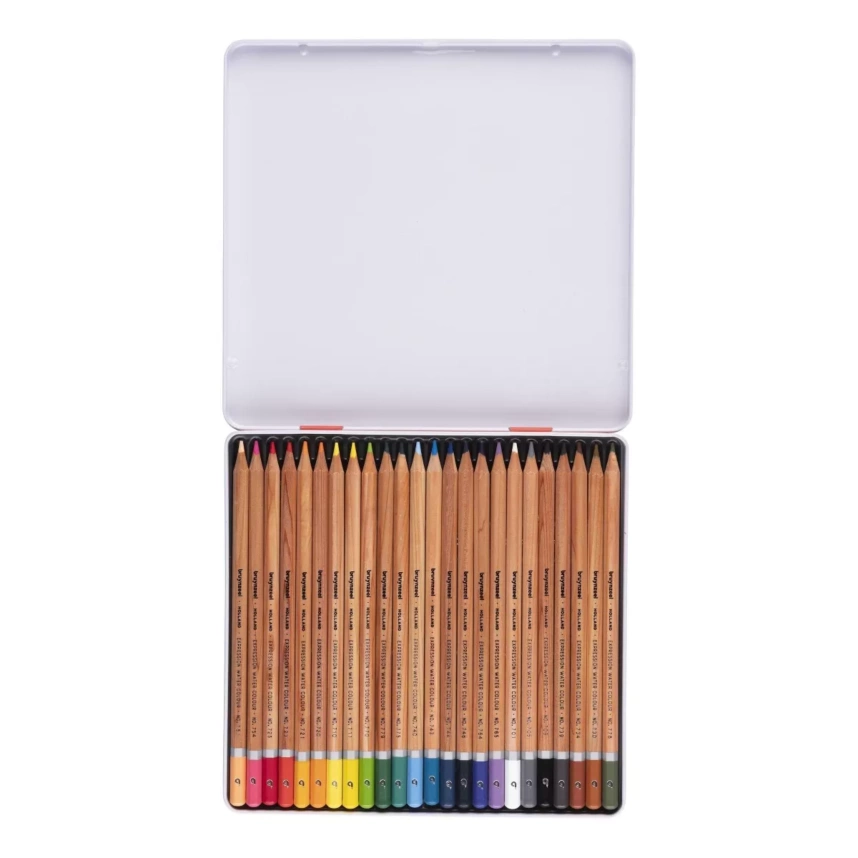 Boîte métallique - 24 crayons aquarellables - Bruynzeel