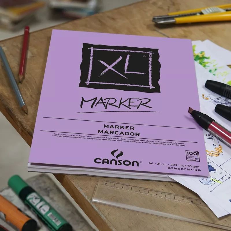 Canson Marker Layout A4 Extra White Very Smooth Drawing Paper, Short Side Glued (Pad of 70 Sheets)