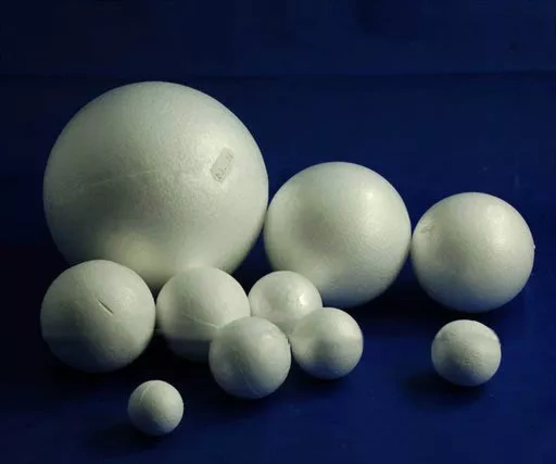 5 Bolas de porexpán / poliespán de 70 mm , corcho blanco