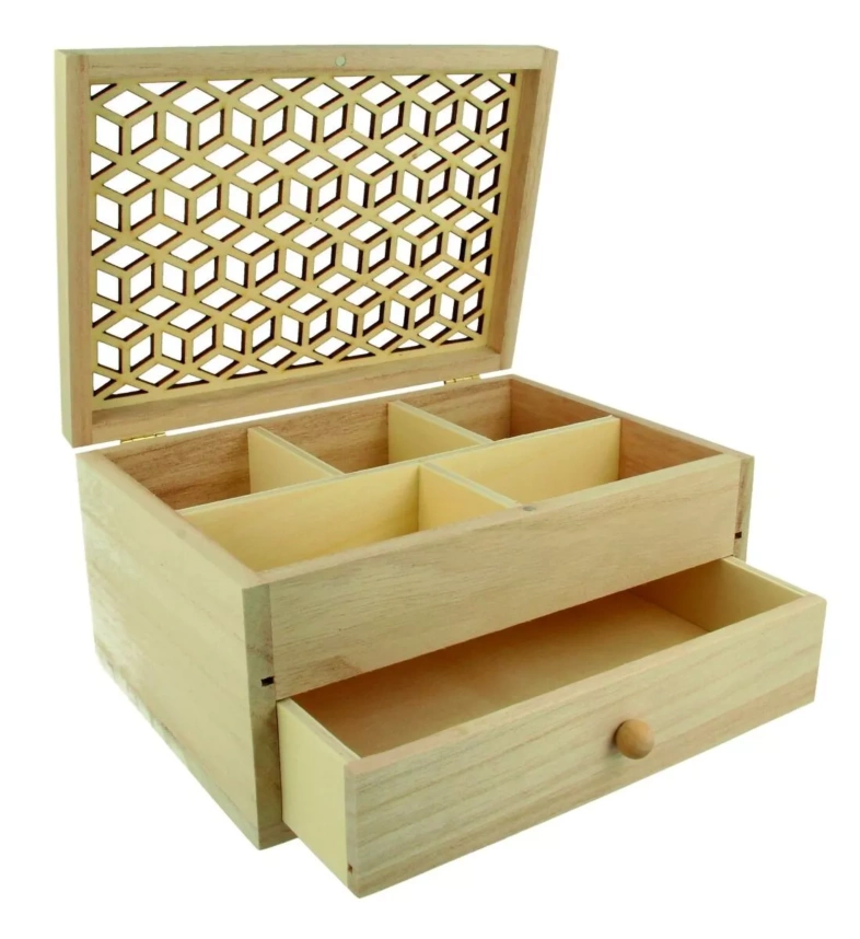 Costurero de madera grande, caja concentrina marrón oscuro, caja de madera  voladiza para joyería/kit de costura/letras, caja de madera lisa -   España
