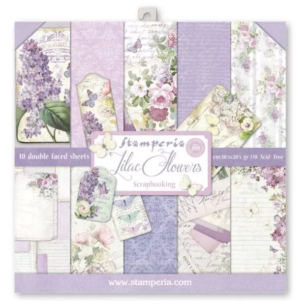 12X12 Scrapbook Paper Lot 12 Sheets Lime Lavender Floral Prints Card Making  L51
