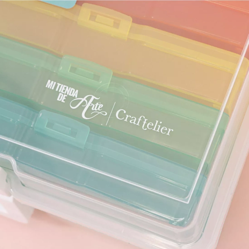 Bac de rangement avec 16 mini boîtes colorées Craftelier